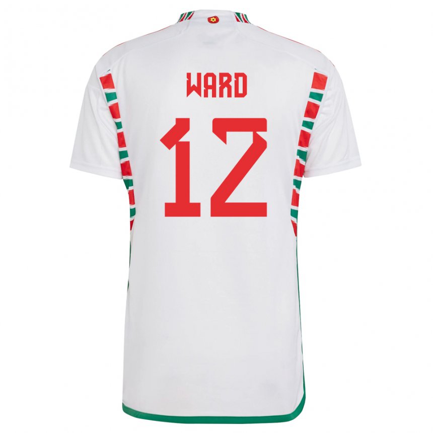 Hombre Camiseta Gales Danny Ward #12 Blanco 2ª Equipación 22-24 La Camisa Argentina