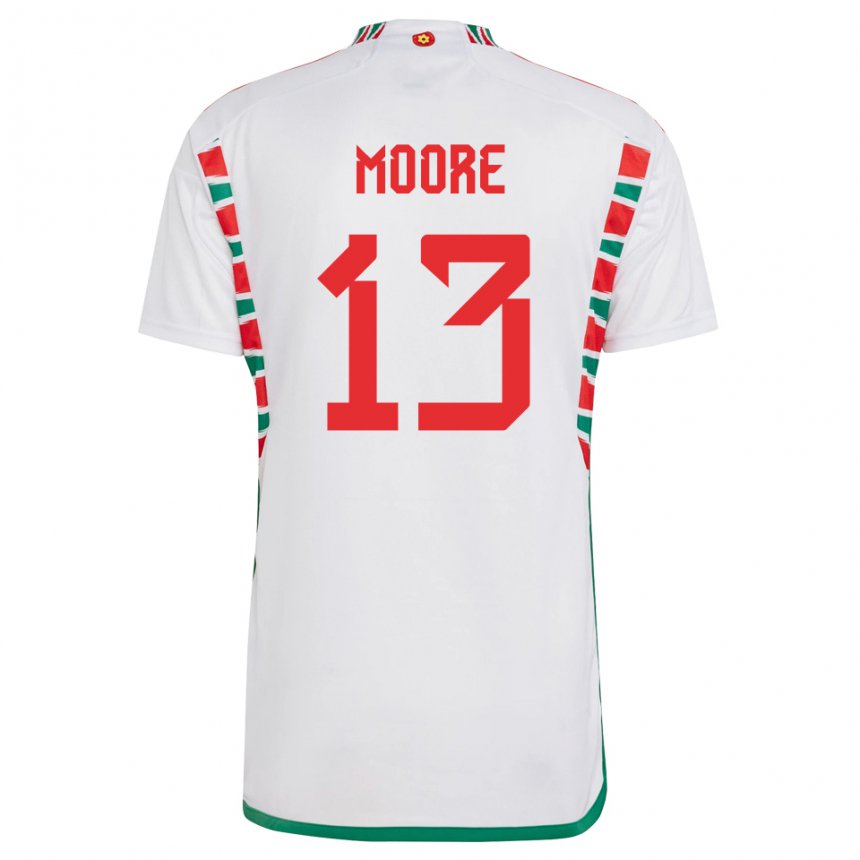 Hombre Camiseta Gales Kieffer Moore #13 Blanco 2ª Equipación 22-24 La Camisa Argentina