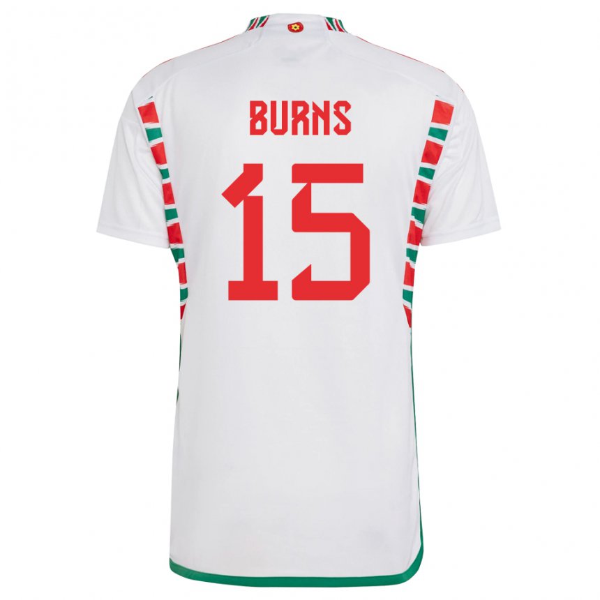 Hombre Camiseta Gales Wes Burns #15 Blanco 2ª Equipación 22-24 La Camisa Argentina