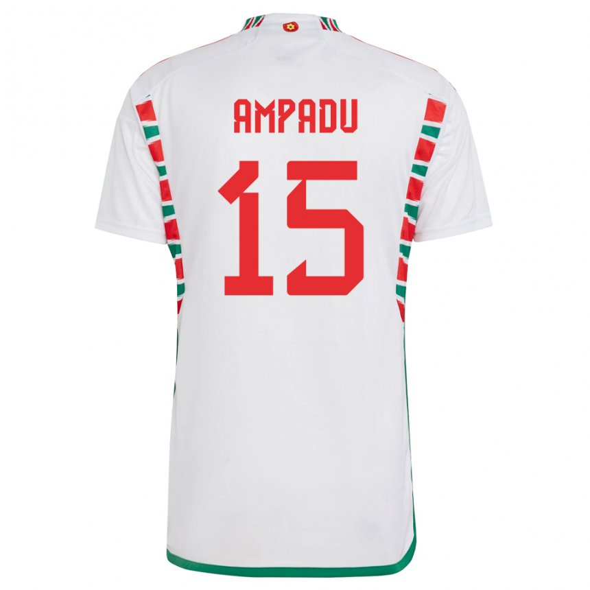 Hombre Camiseta Gales Ethan Ampadu #15 Blanco 2ª Equipación 22-24 La Camisa Argentina