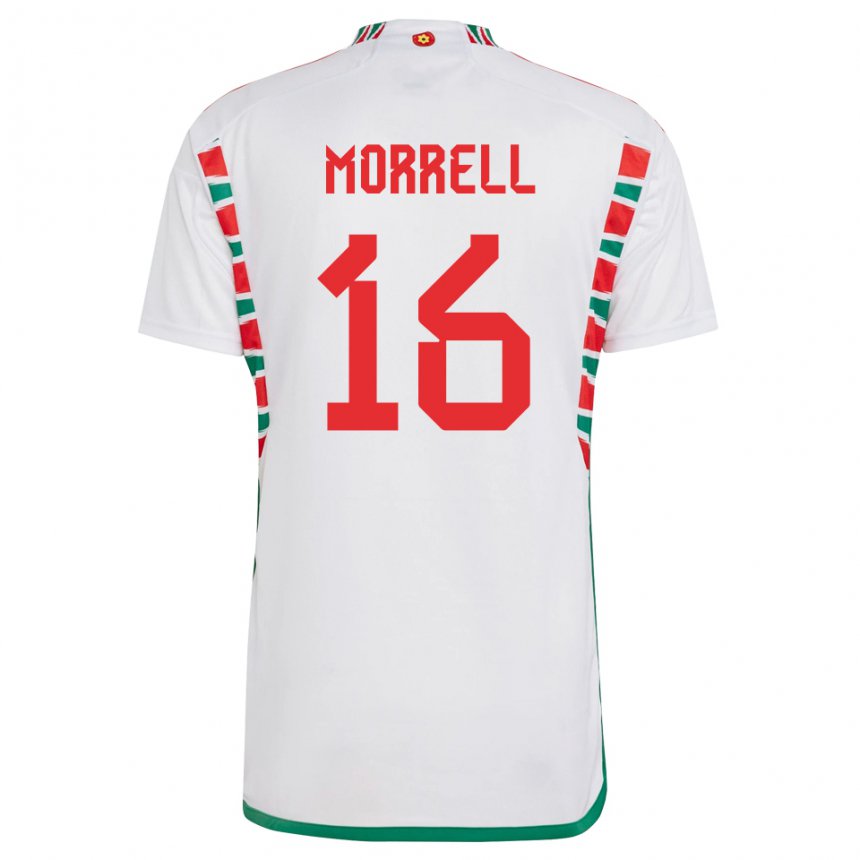 Hombre Camiseta Gales Joe Morrell #16 Blanco 2ª Equipación 22-24 La Camisa Argentina