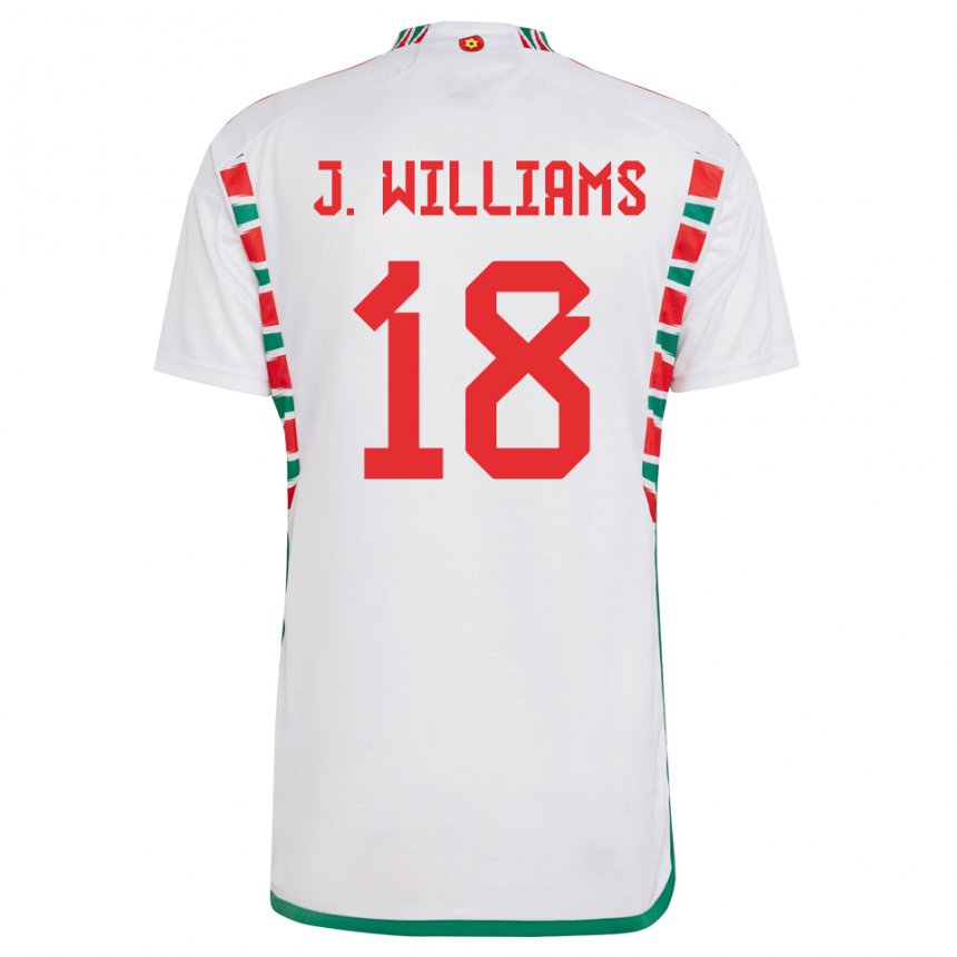 Hombre Camiseta Gales Jonathan Williams #18 Blanco 2ª Equipación 22-24 La Camisa Argentina