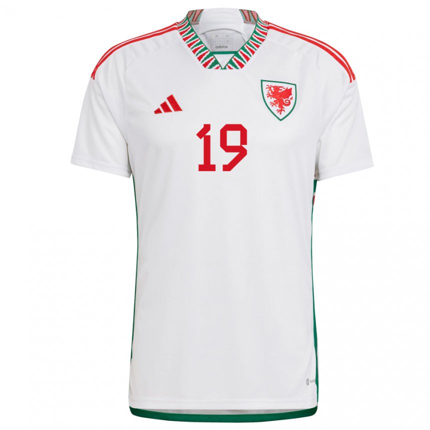 Hombre Camiseta Gales Mark Harris #19 Blanco 2ª Equipación 22-24 La Camisa Argentina