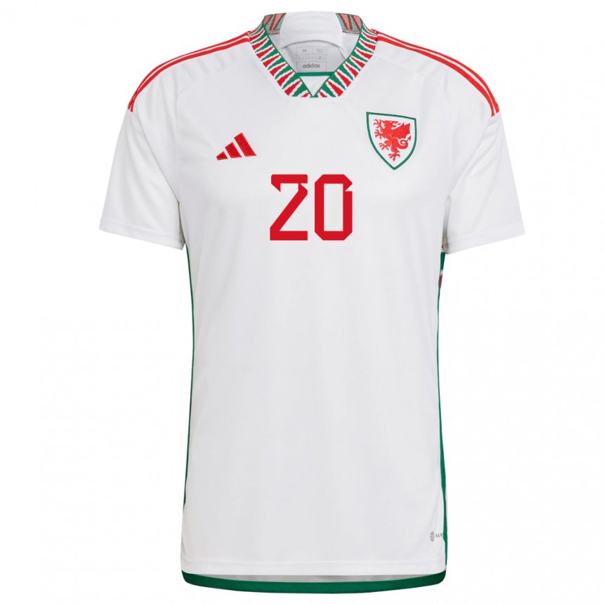 Hombre Camiseta Gales Daniel James #20 Blanco 2ª Equipación 22-24 La Camisa Argentina