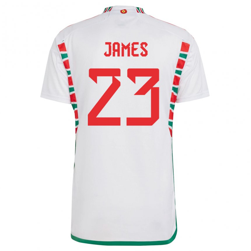 Hombre Camiseta Gales Jordan James #23 Blanco 2ª Equipación 22-24 La Camisa Argentina