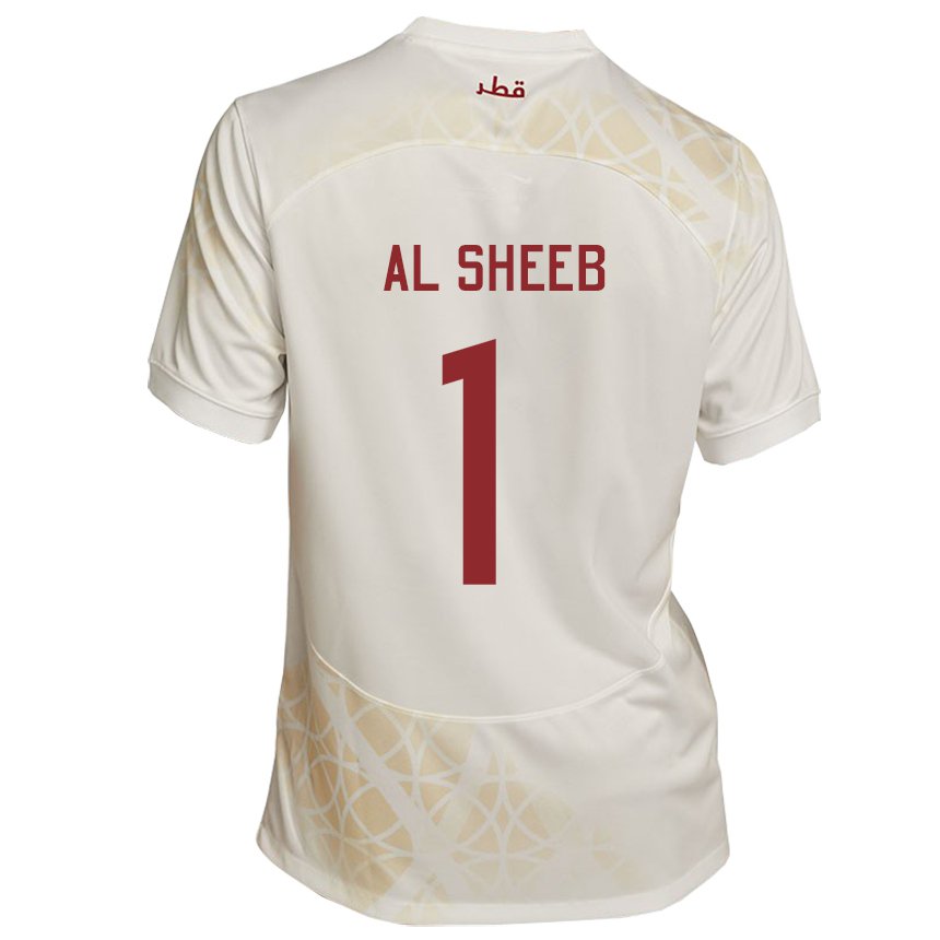 Hombre Camiseta Catar Saad Al Sheeb #1 Beis Dorado 2ª Equipación 22-24 La Camisa Argentina