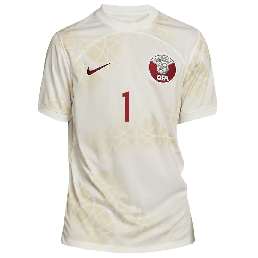 Hombre Camiseta Catar Saad Al Sheeb #1 Beis Dorado 2ª Equipación 22-24 La Camisa Argentina