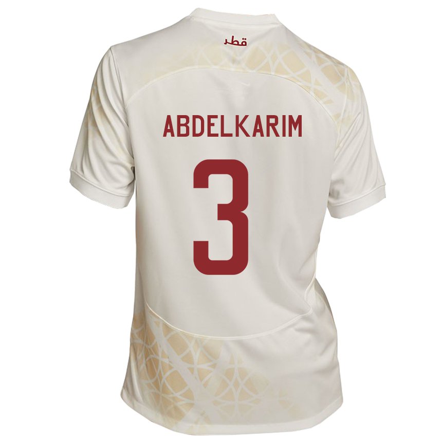 Hombre Camiseta Catar Abdelkarim Hassan #3 Beis Dorado 2ª Equipación 22-24 La Camisa Argentina