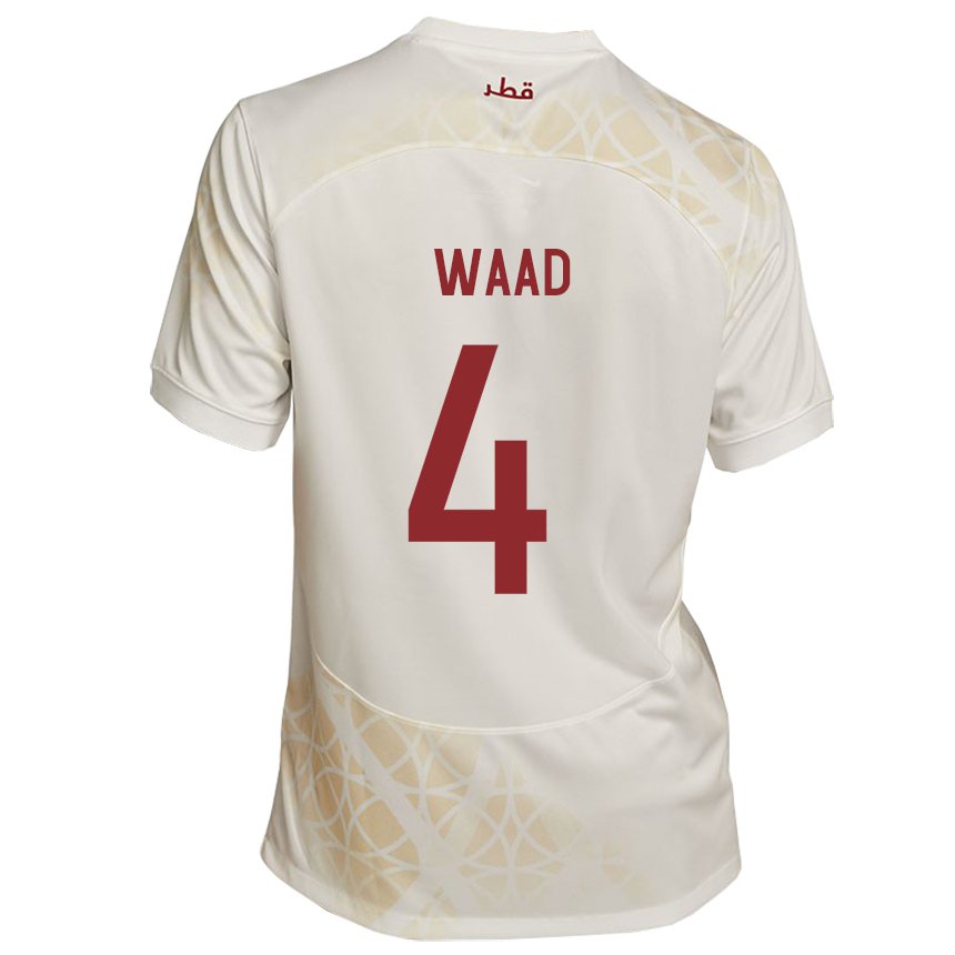 Hombre Camiseta Catar Mohammed Waad #4 Beis Dorado 2ª Equipación 22-24 La Camisa Argentina