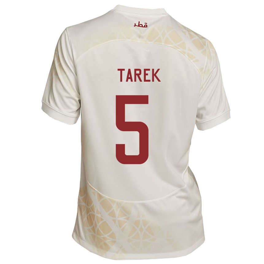 Hombre Camiseta Catar Tarek Salman #5 Beis Dorado 2ª Equipación 22-24 La Camisa Argentina