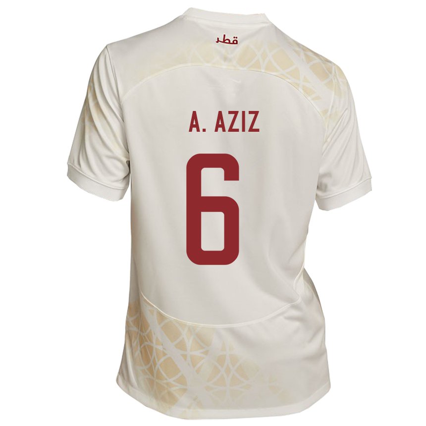 Hombre Camiseta Catar Abdulaziz Hatem #6 Beis Dorado 2ª Equipación 22-24 La Camisa Argentina