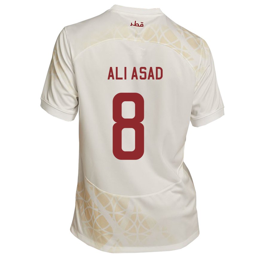 Hombre Camiseta Catar Ali Asad #8 Beis Dorado 2ª Equipación 22-24 La Camisa Argentina