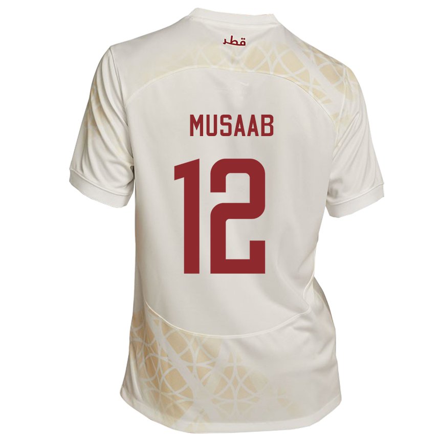 Hombre Camiseta Catar Musaab Khidir #12 Beis Dorado 2ª Equipación 22-24 La Camisa Argentina