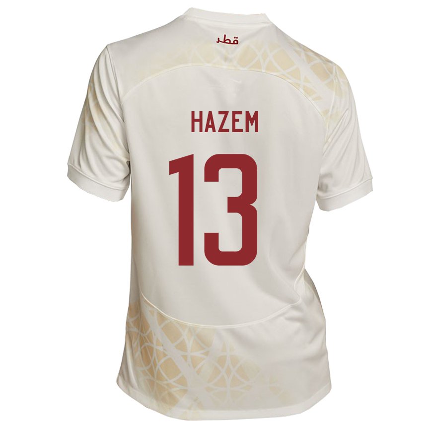 Hombre Camiseta Catar Hazem Shehata #13 Beis Dorado 2ª Equipación 22-24 La Camisa Argentina