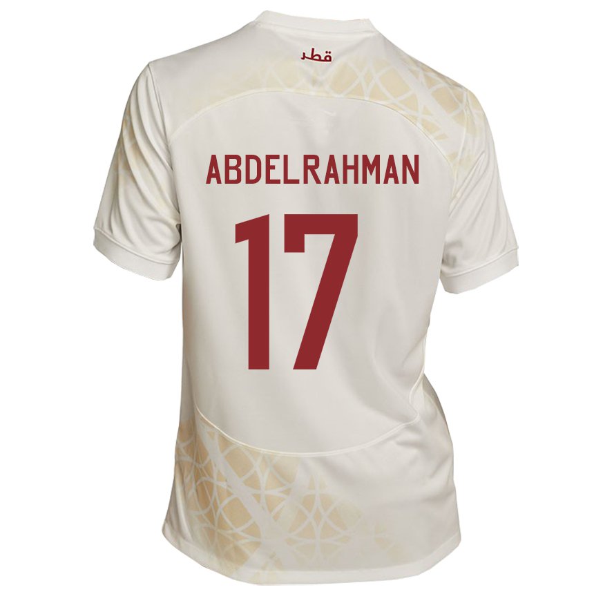 Hombre Camiseta Catar Abdelrahman Fahmi Moustafa #17 Beis Dorado 2ª Equipación 22-24 La Camisa Argentina