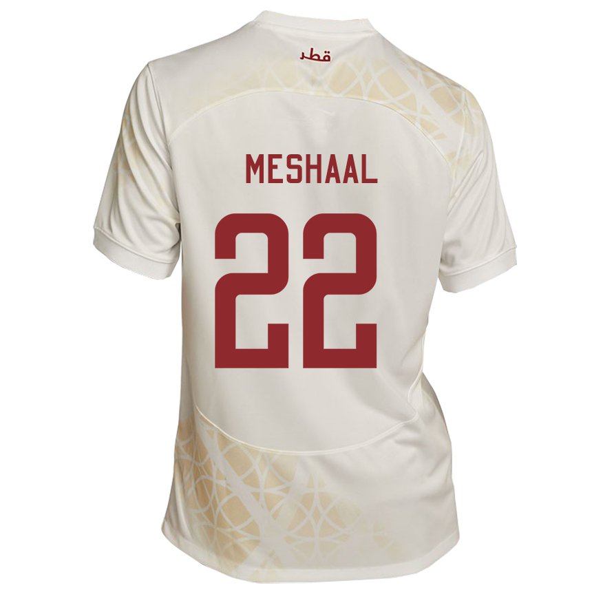 Hombre Camiseta Catar Meshaal Barsham #22 Beis Dorado 2ª Equipación 22-24 La Camisa Argentina