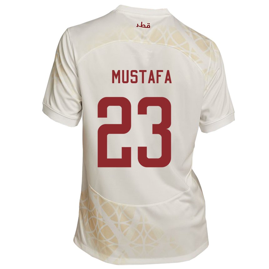 Hombre Camiseta Catar Mustafa Mashaal #23 Beis Dorado 2ª Equipación 22-24 La Camisa Argentina