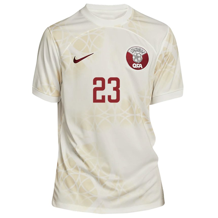 Hombre Camiseta Catar Mustafa Mashaal #23 Beis Dorado 2ª Equipación 22-24 La Camisa Argentina