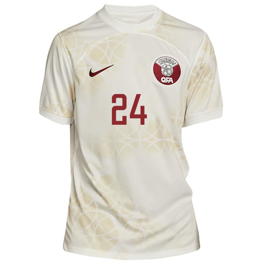 Hombre Camiseta Catar Naif Abdulraheem Al Hadhrami #24 Beis Dorado 2ª Equipación 22-24 La Camisa Argentina