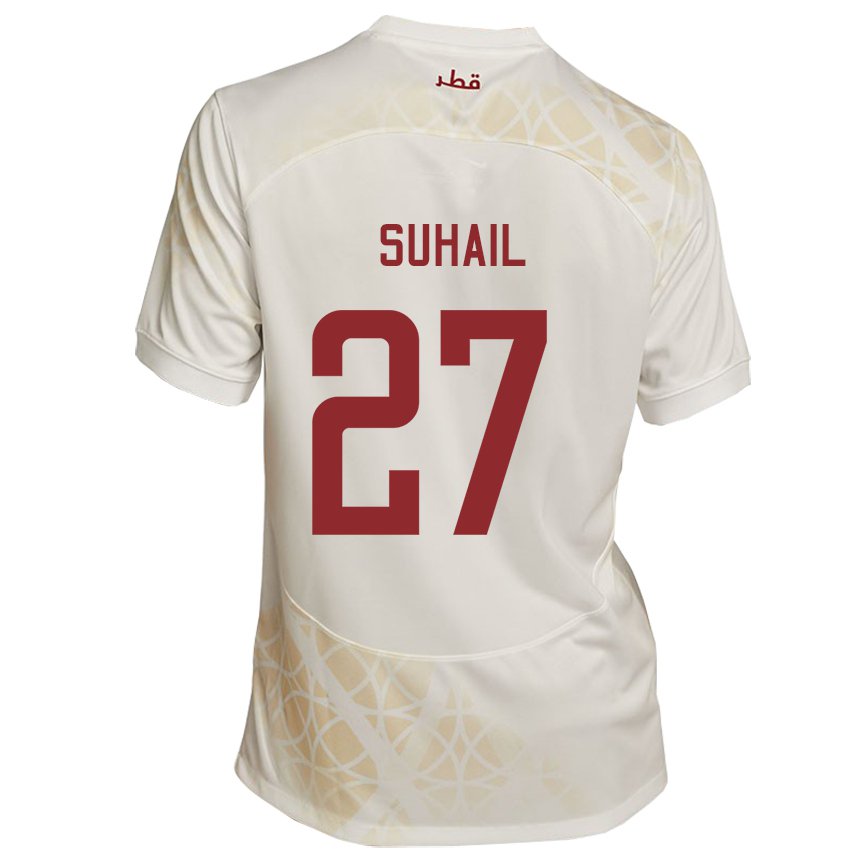 Hombre Camiseta Catar Ahmed Suhail #27 Beis Dorado 2ª Equipación 22-24 La Camisa Argentina