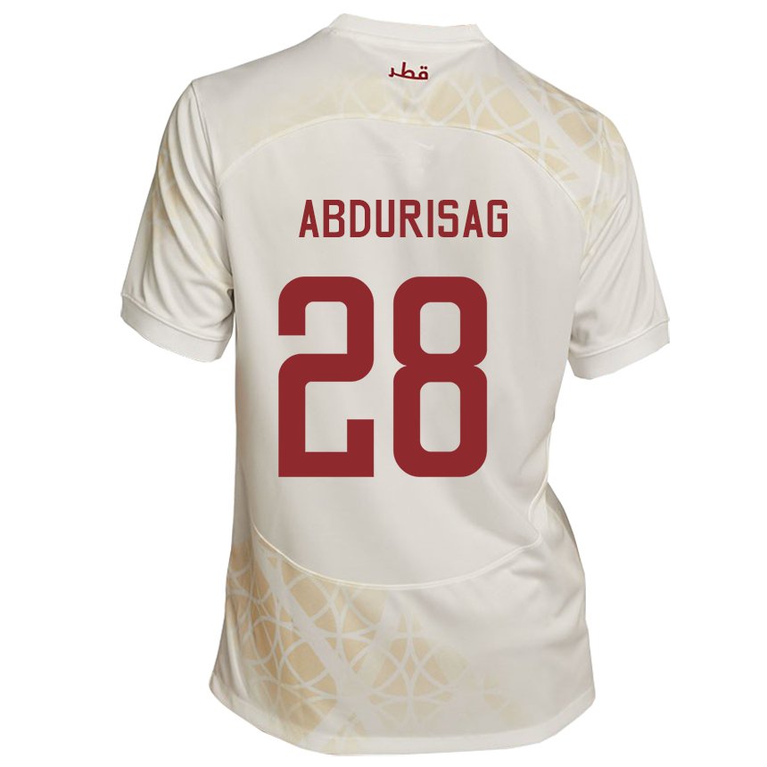 Hombre Camiseta Catar Yusuf Abdurisag #28 Beis Dorado 2ª Equipación 22-24 La Camisa Argentina