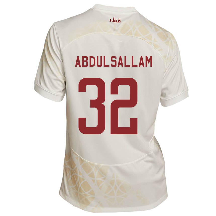 Hombre Camiseta Catar Jassem Gaber Abdulsallam #32 Beis Dorado 2ª Equipación 22-24 La Camisa Argentina