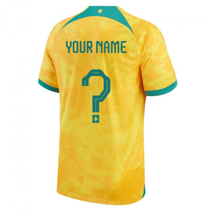 Mujer Camiseta Australia Su Nombre #0 Dorado 1ª Equipación 22-24 La Camisa Argentina