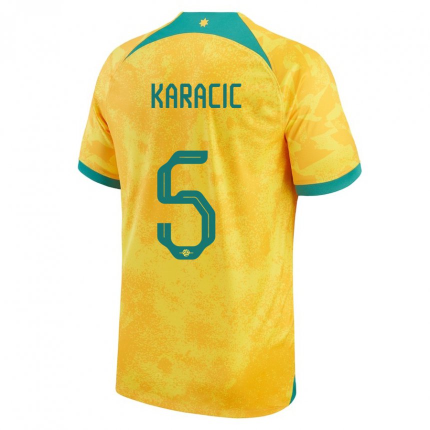 Mujer Camiseta Australia Fran Karacic #5 Dorado 1ª Equipación 22-24 La Camisa Argentina