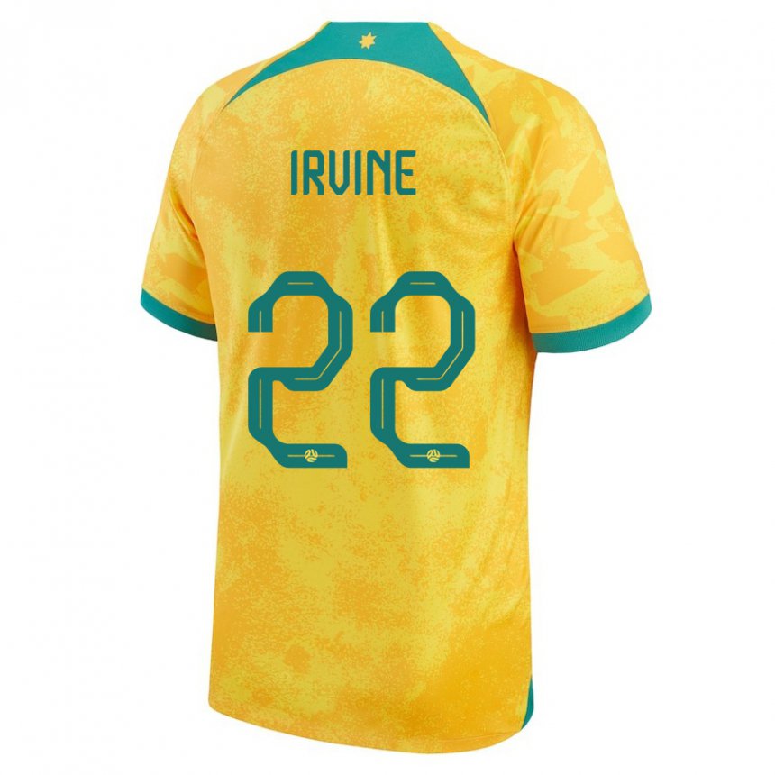 Mujer Camiseta Australia Jackson Irvine #22 Dorado 1ª Equipación 22-24 La Camisa Argentina