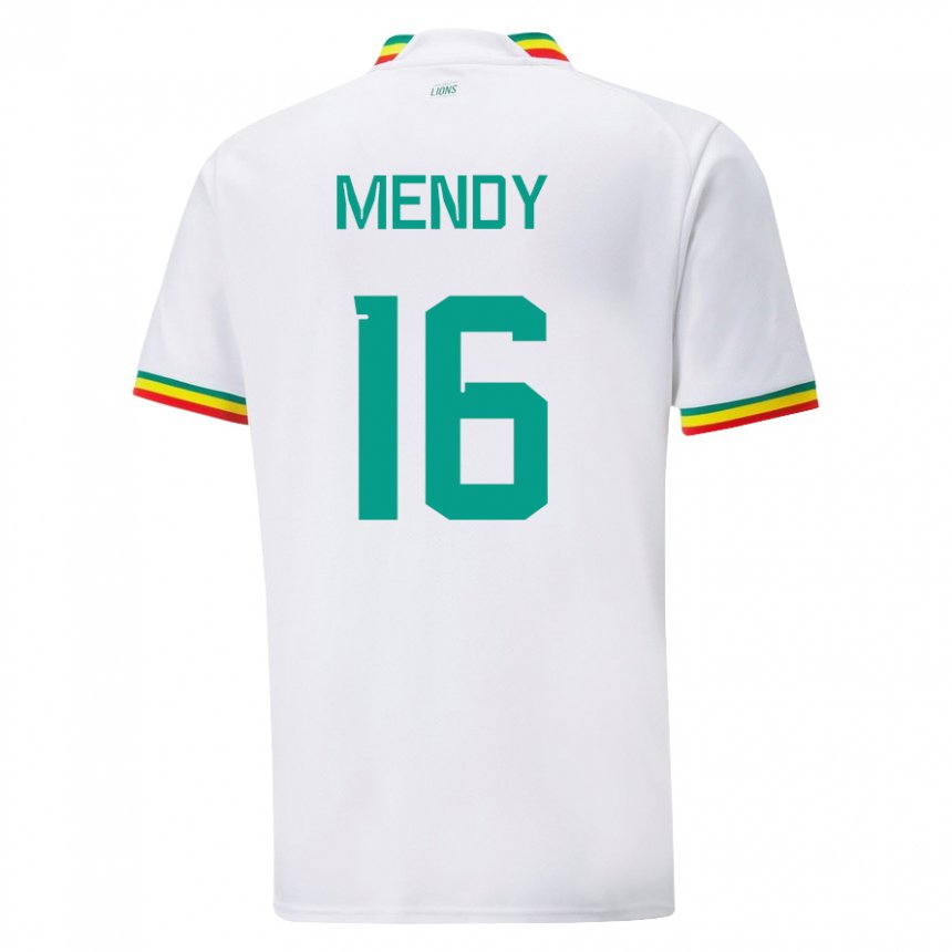 Mujer Camiseta Senegal Edouard Mendy #16 Blanco 1ª Equipación 22-24 La Camisa Argentina