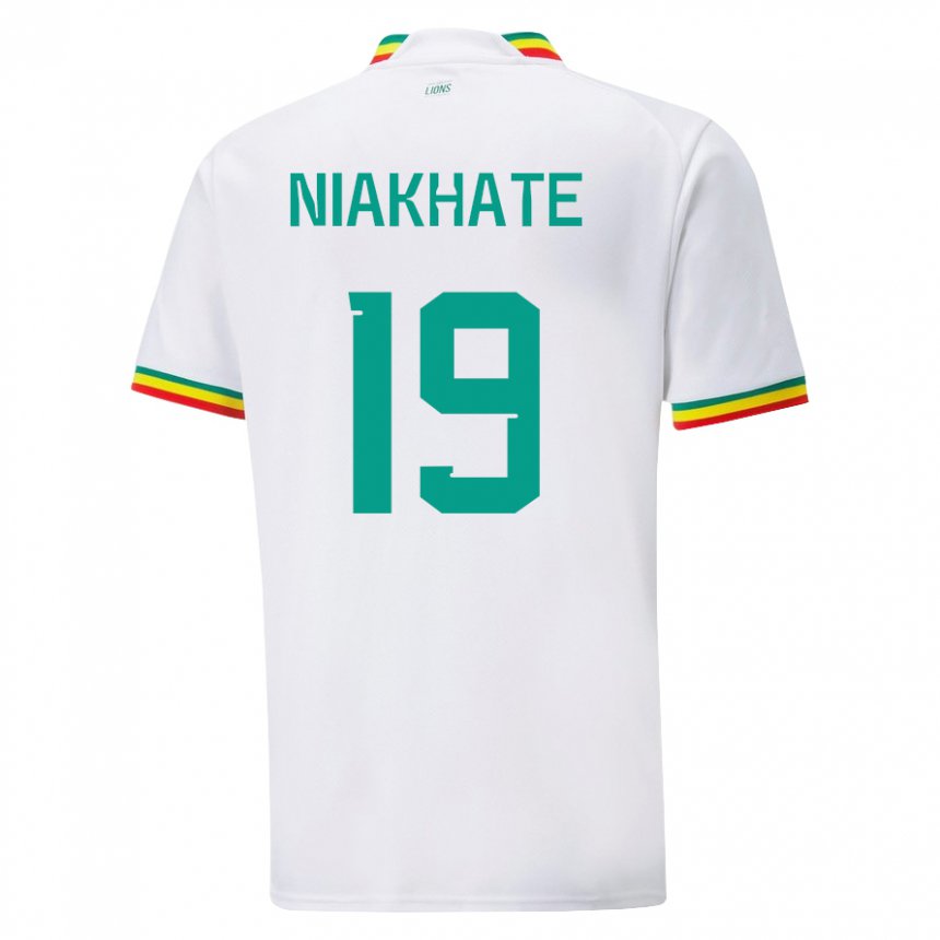 Mujer Camiseta Senegal Moussa Niakhate #19 Blanco 1ª Equipación 22-24 La Camisa Argentina