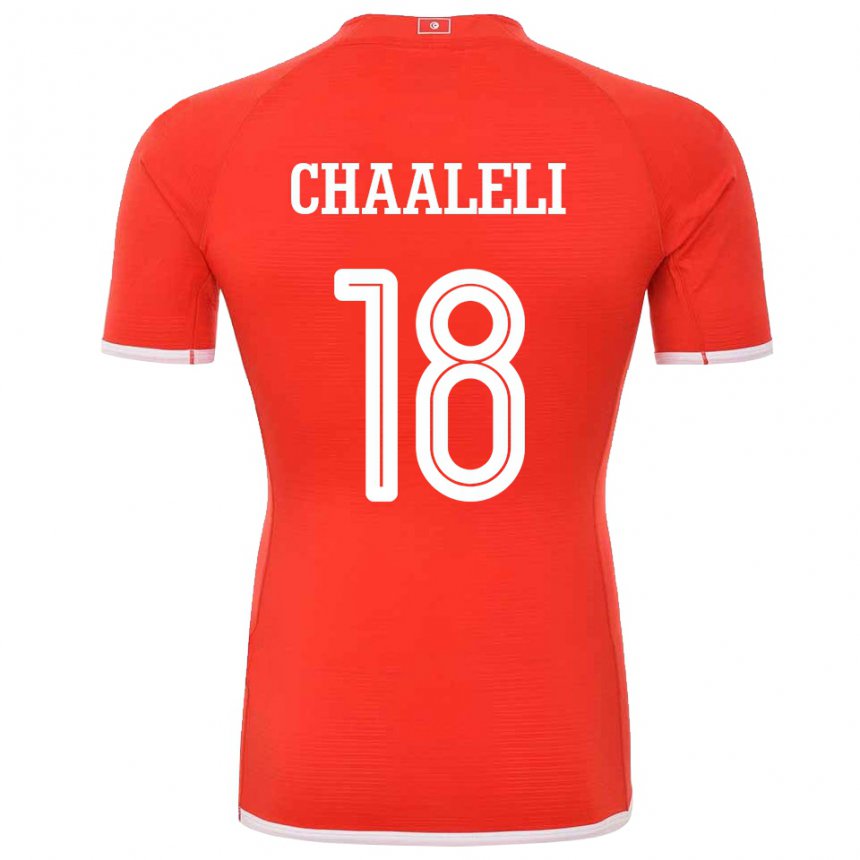 Mujer Camiseta Túnez Ghaliene Chaaleli #18 Rojo 1ª Equipación 22-24 La Camisa Argentina