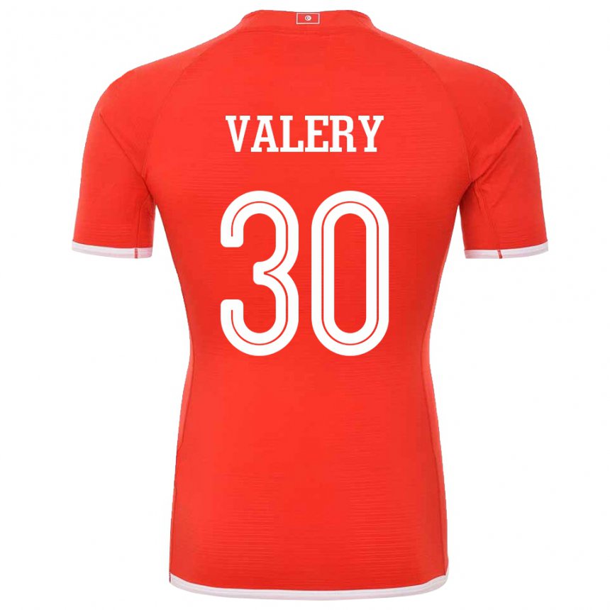 Mujer Camiseta Túnez Yann Valery #30 Rojo 1ª Equipación 22-24 La Camisa Argentina