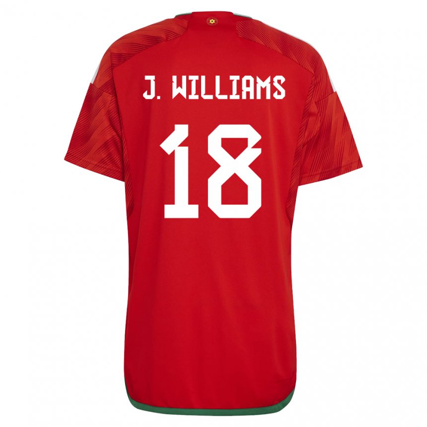 Mujer Camiseta Gales Jonathan Williams #18 Rojo 1ª Equipación 22-24 La Camisa Argentina