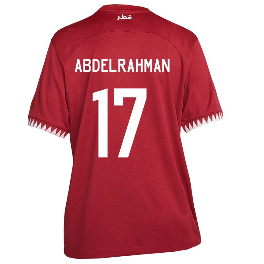 Mujer Camiseta Catar Abdelrahman Fahmi Moustafa #17 Granate 1ª Equipación 22-24 La Camisa Argentina