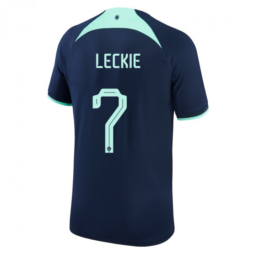 Mujer Camiseta Australia Mathew Leckie #7 Azul Oscuro 2ª Equipación 22-24 La Camisa Argentina