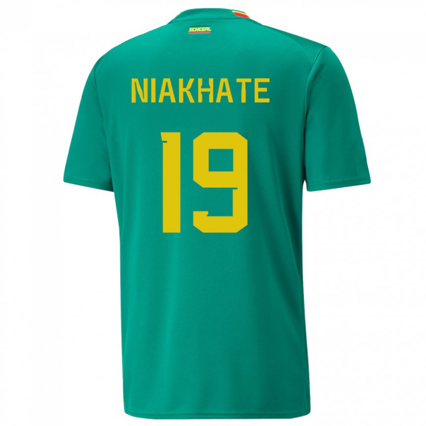 Mujer Camiseta Senegal Moussa Niakhate #19 Verde 2ª Equipación 22-24 La Camisa Argentina