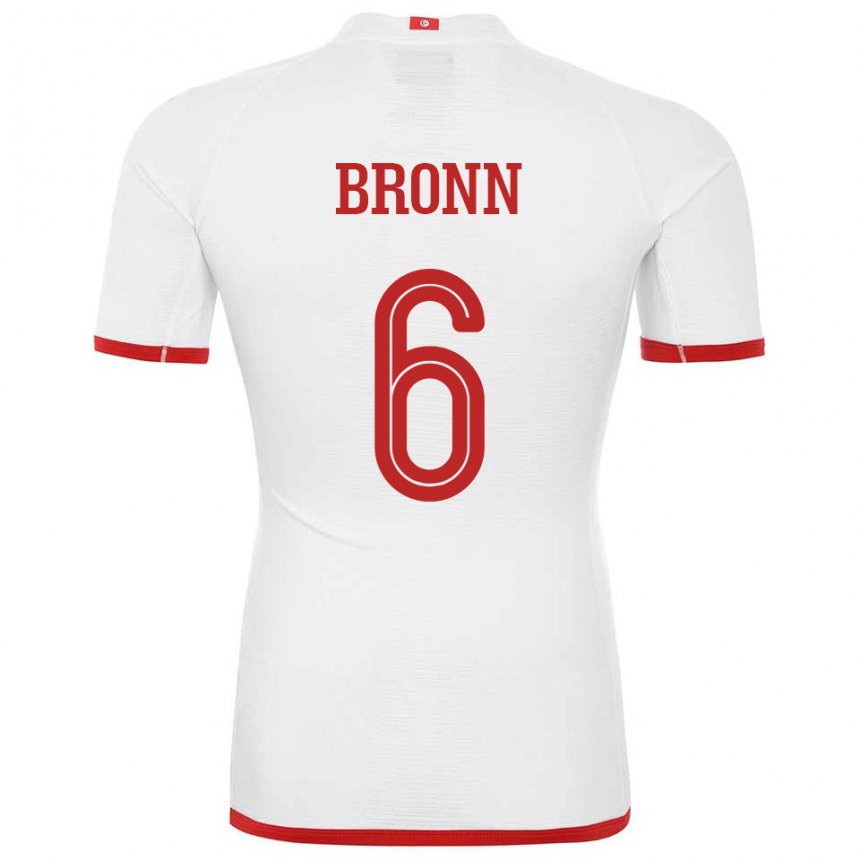 Mujer Camiseta Túnez Dylan Bronn #6 Blanco 2ª Equipación 22-24 La Camisa Argentina