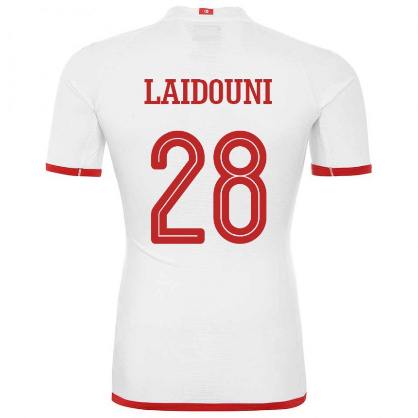 Mujer Camiseta Túnez Aissa Laidouni #28 Blanco 2ª Equipación 22-24 La Camisa Argentina