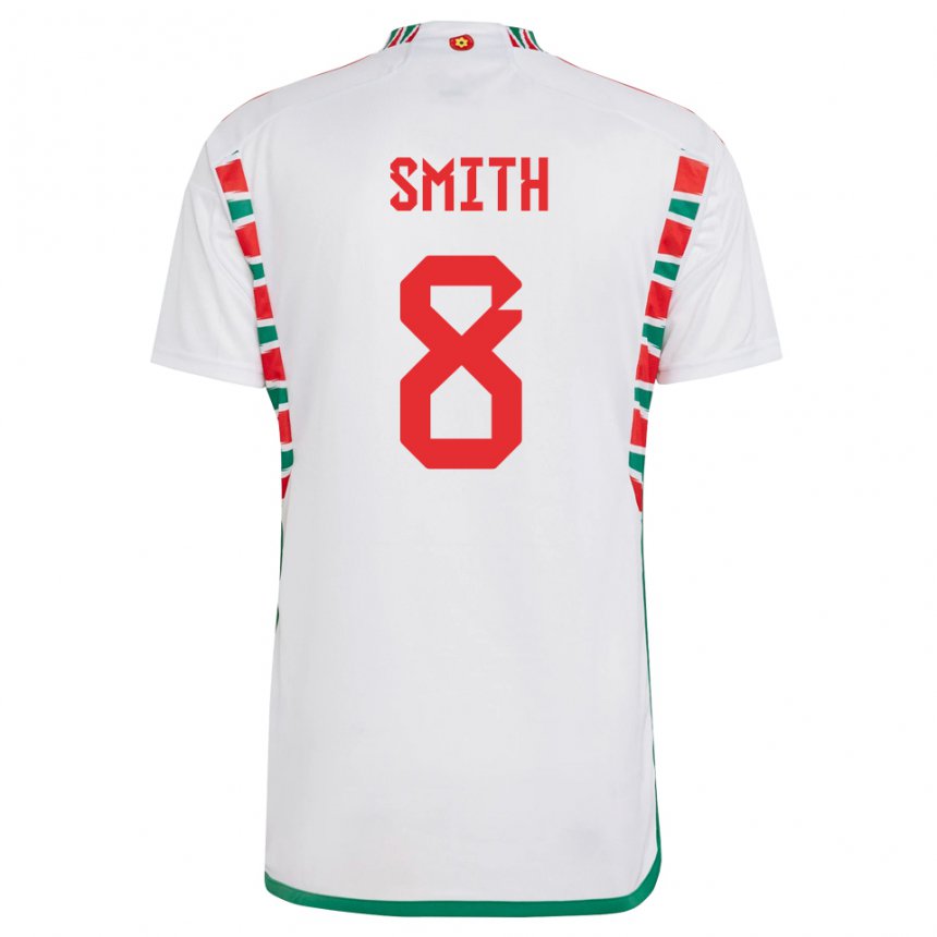 Mujer Camiseta Gales Matt Smith #8 Blanco 2ª Equipación 22-24 La Camisa Argentina