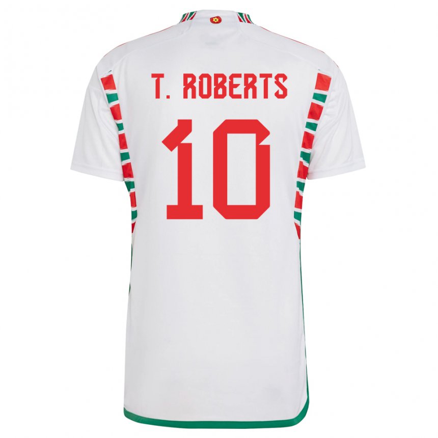 Mujer Camiseta Gales Tyler Roberts #10 Blanco 2ª Equipación 22-24 La Camisa Argentina