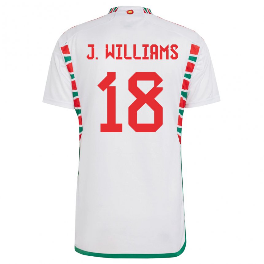 Mujer Camiseta Gales Jonathan Williams #18 Blanco 2ª Equipación 22-24 La Camisa Argentina