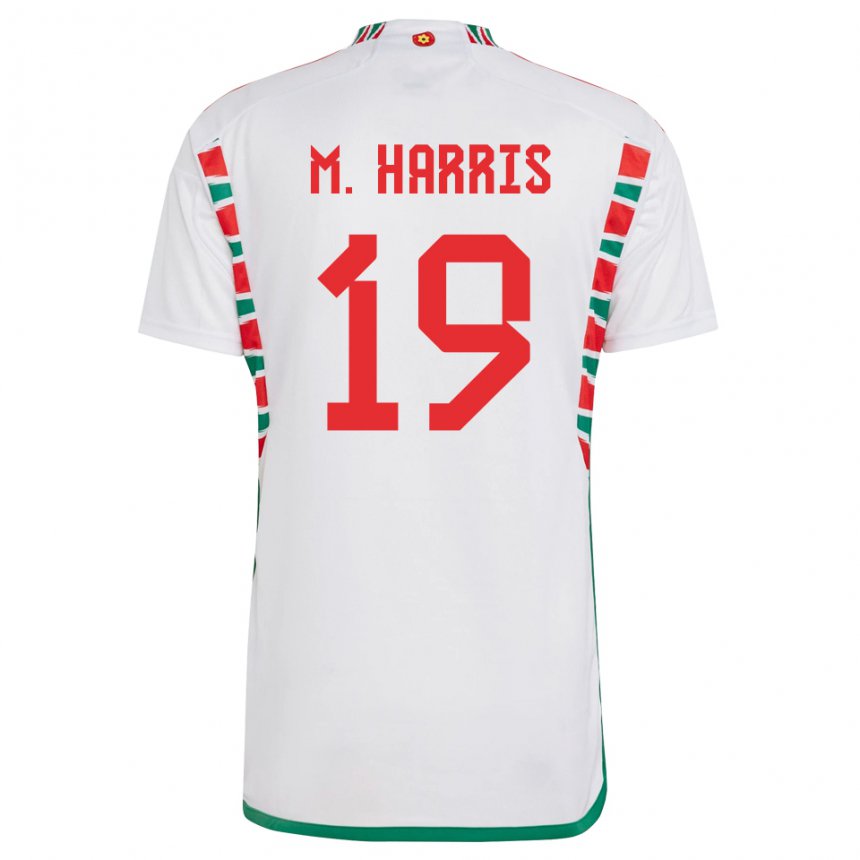 Mujer Camiseta Gales Mark Harris #19 Blanco 2ª Equipación 22-24 La Camisa Argentina