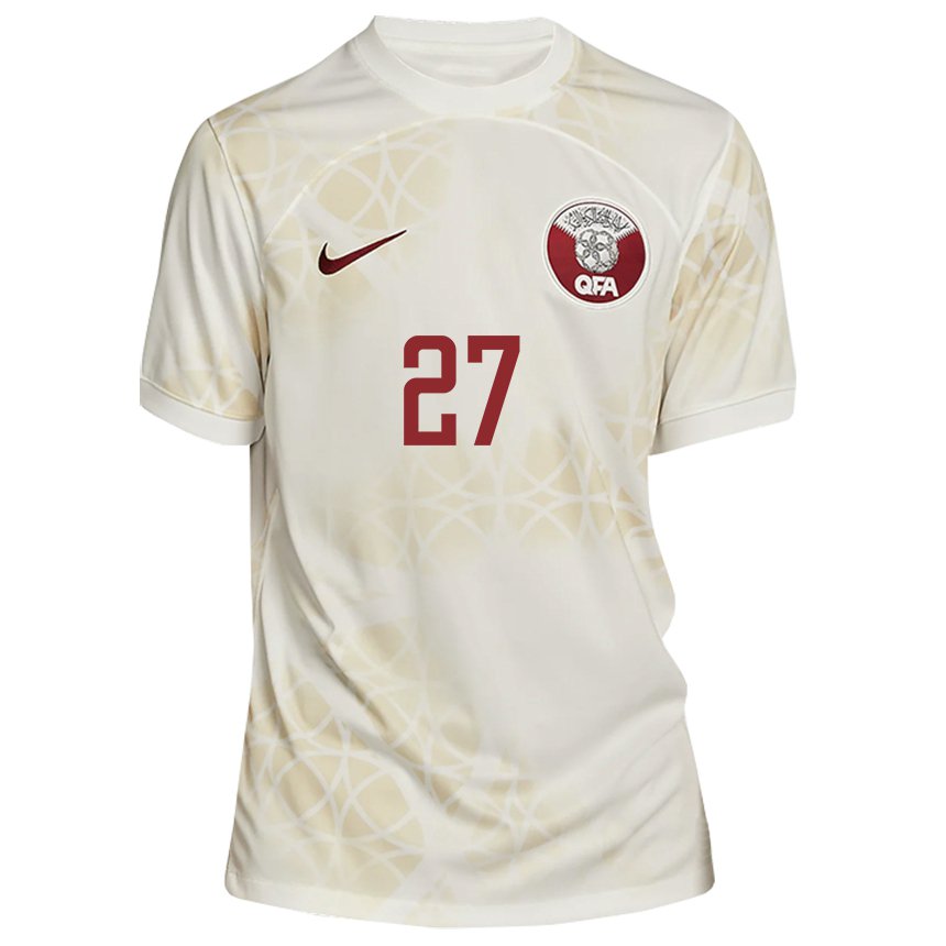 Mujer Camiseta Catar Ahmed Suhail #27 Beis Dorado 2ª Equipación 22-24 La Camisa Argentina