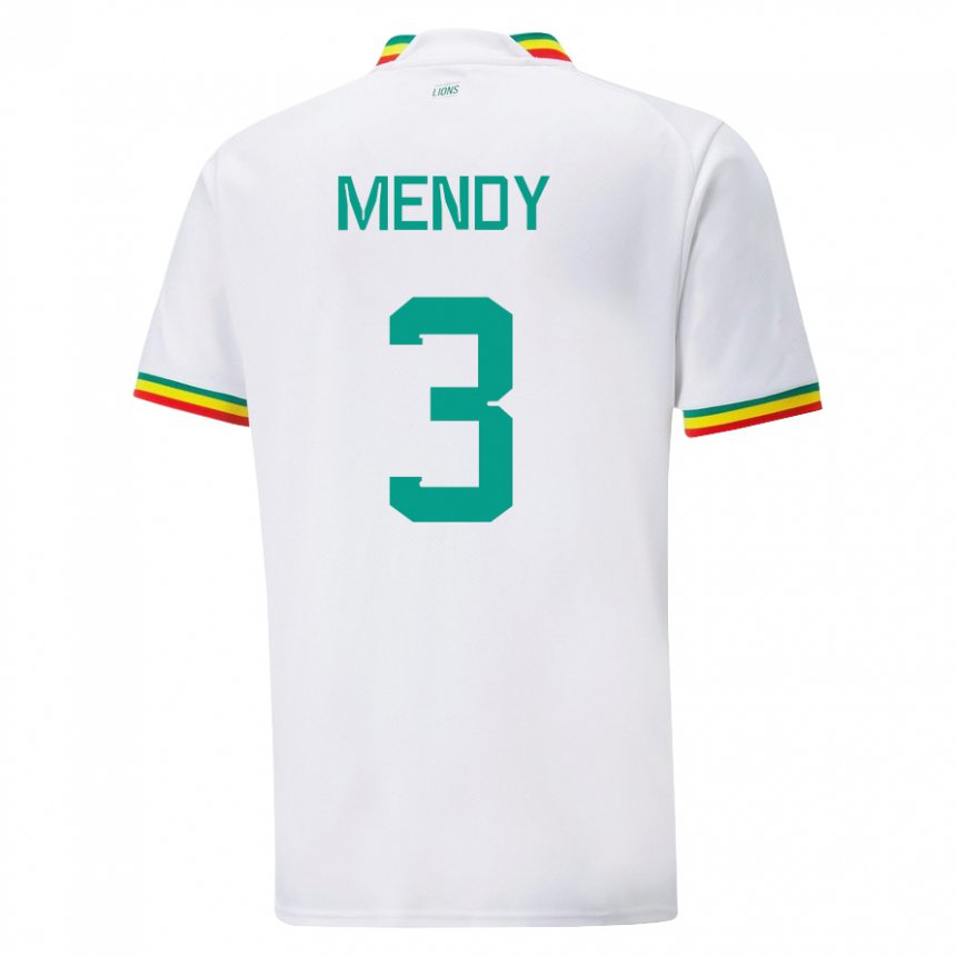 Niño Camiseta Senegal Formose Mendy #3 Blanco 1ª Equipación 22-24 La Camisa Argentina