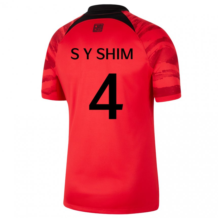 Niño Camiseta Corea Del Sur Shim Seo Yeon #4 Negro Rojo 1ª Equipación 22-24 La Camisa Argentina