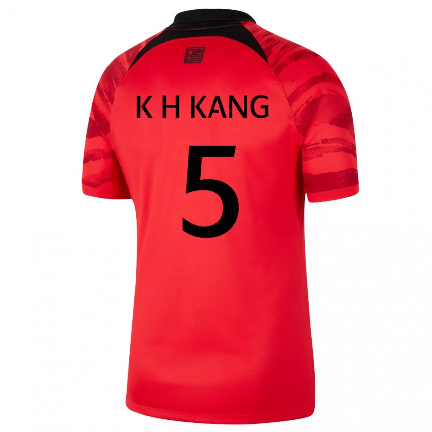 Niño Camiseta Corea Del Sur Kang Kyo Hun #5 Negro Rojo 1ª Equipación 22-24 La Camisa Argentina