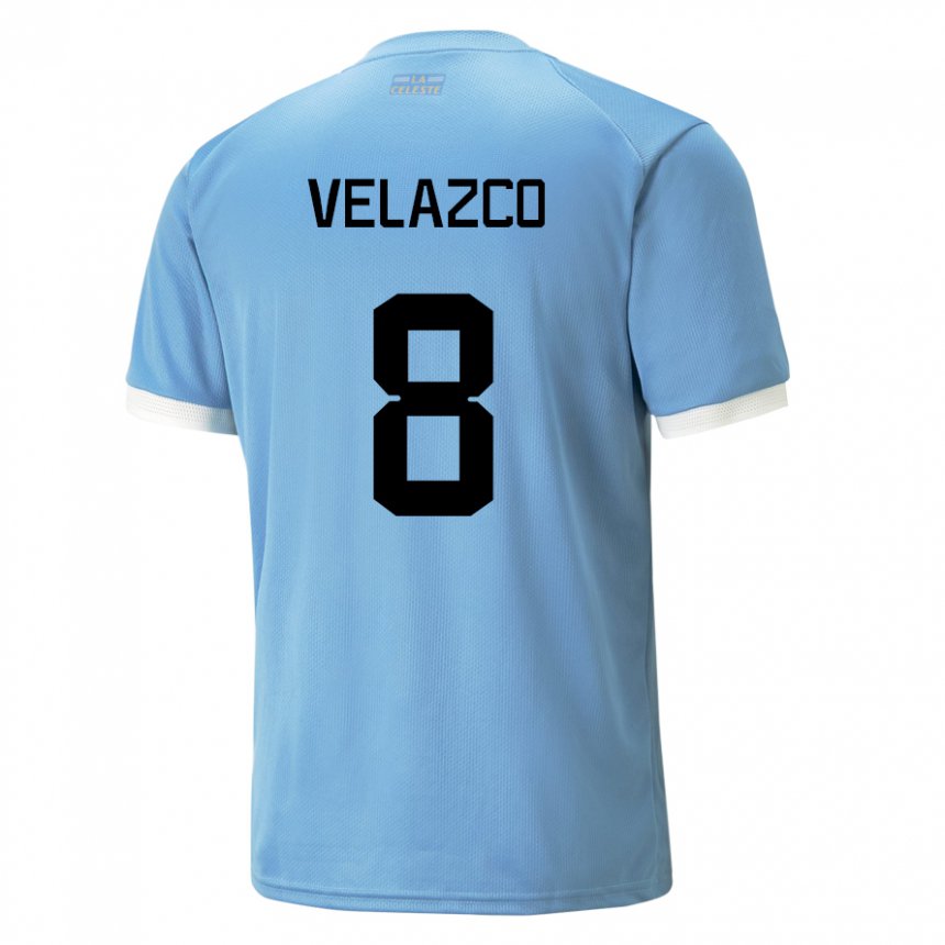 Niño Camiseta Uruguay Ximena Velazco #8 Azul 1ª Equipación 22-24 La Camisa Argentina