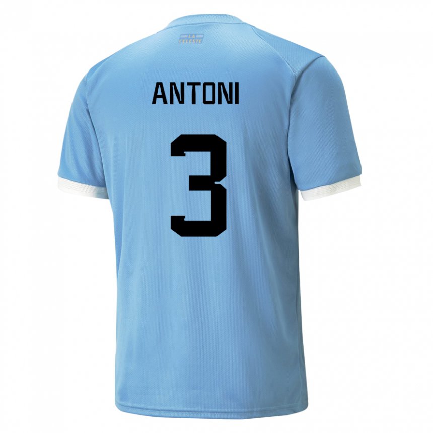 Niño Camiseta Uruguay Mateo Antoni #3 Azul 1ª Equipación 22-24 La Camisa Argentina