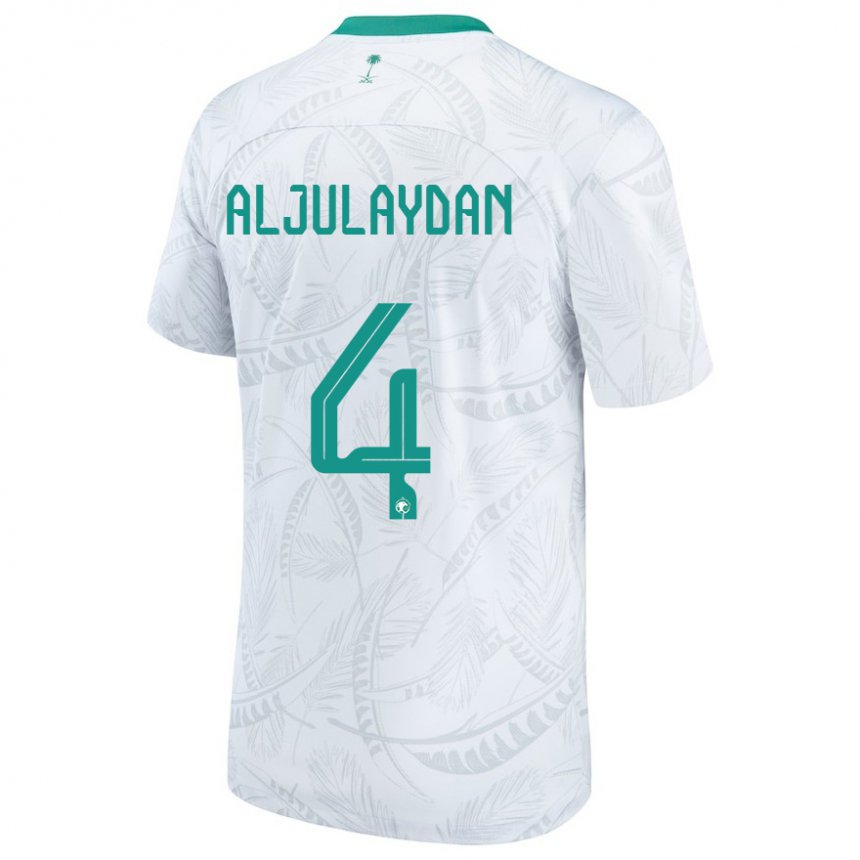 Niño Camiseta Arabia Saudita Ahmed Aljulaydan #4 Blanco 1ª Equipación 22-24 La Camisa Argentina